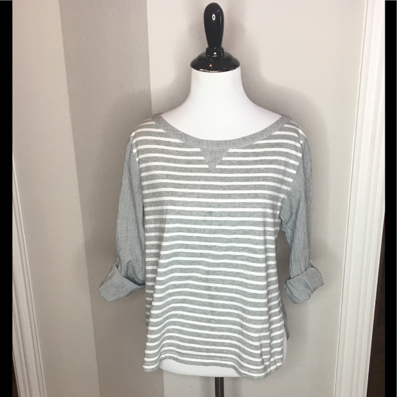 Anthropologie Postmark Gray  striped tab sleeve Size XS - Picture 5 of 9
